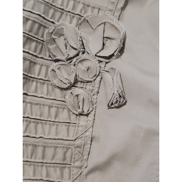 White House Black Market Military Khaki Jacket 6 Nehru Collar 70s Vibe - Picture 11 of 13